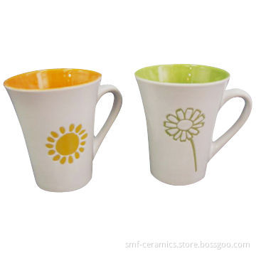 12oz Porcelain Drum Mugs with Decal, Cadmium and Lead-free